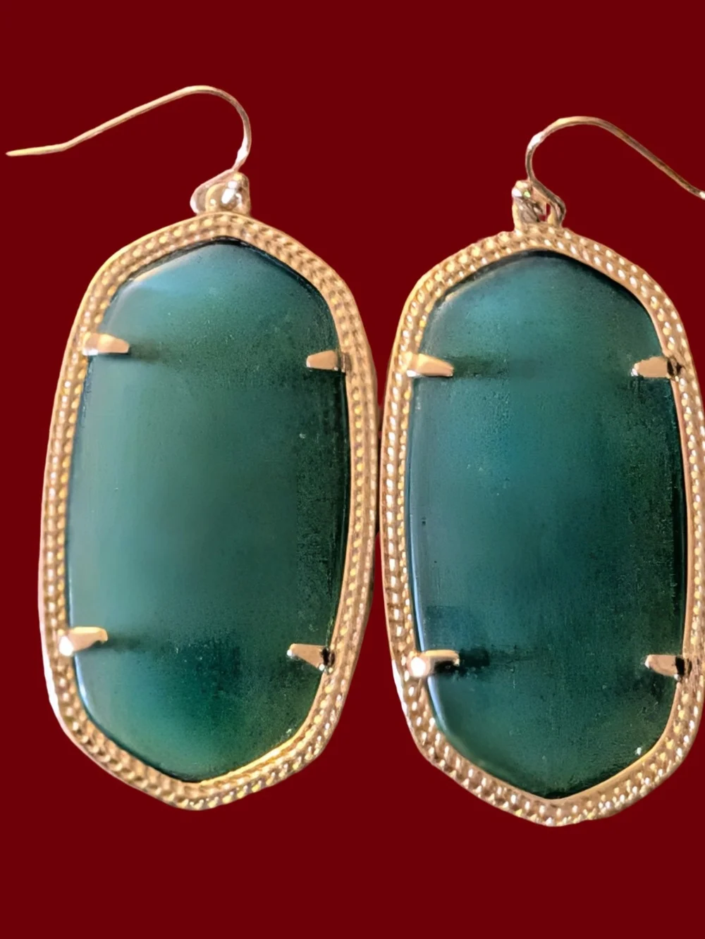 Kendra Scott Danielle Gold Frame Green Cats Eye Drop Earrings